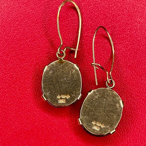 Vintage 10K Gold Hematite Drop Earrings - Picture 3 of 4